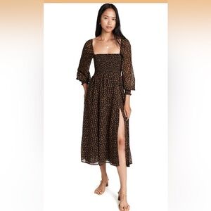 Chic Long Sleeve Black and Brown Dress